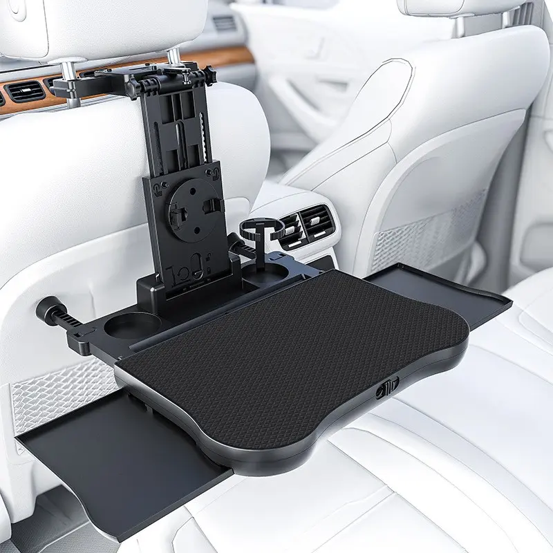 Multifunctional Car Seat Back Tray, Adjustable Side Table, 360° Rotating Phone Holder, Foldable Dining Table, Universal Car Interior Accessory