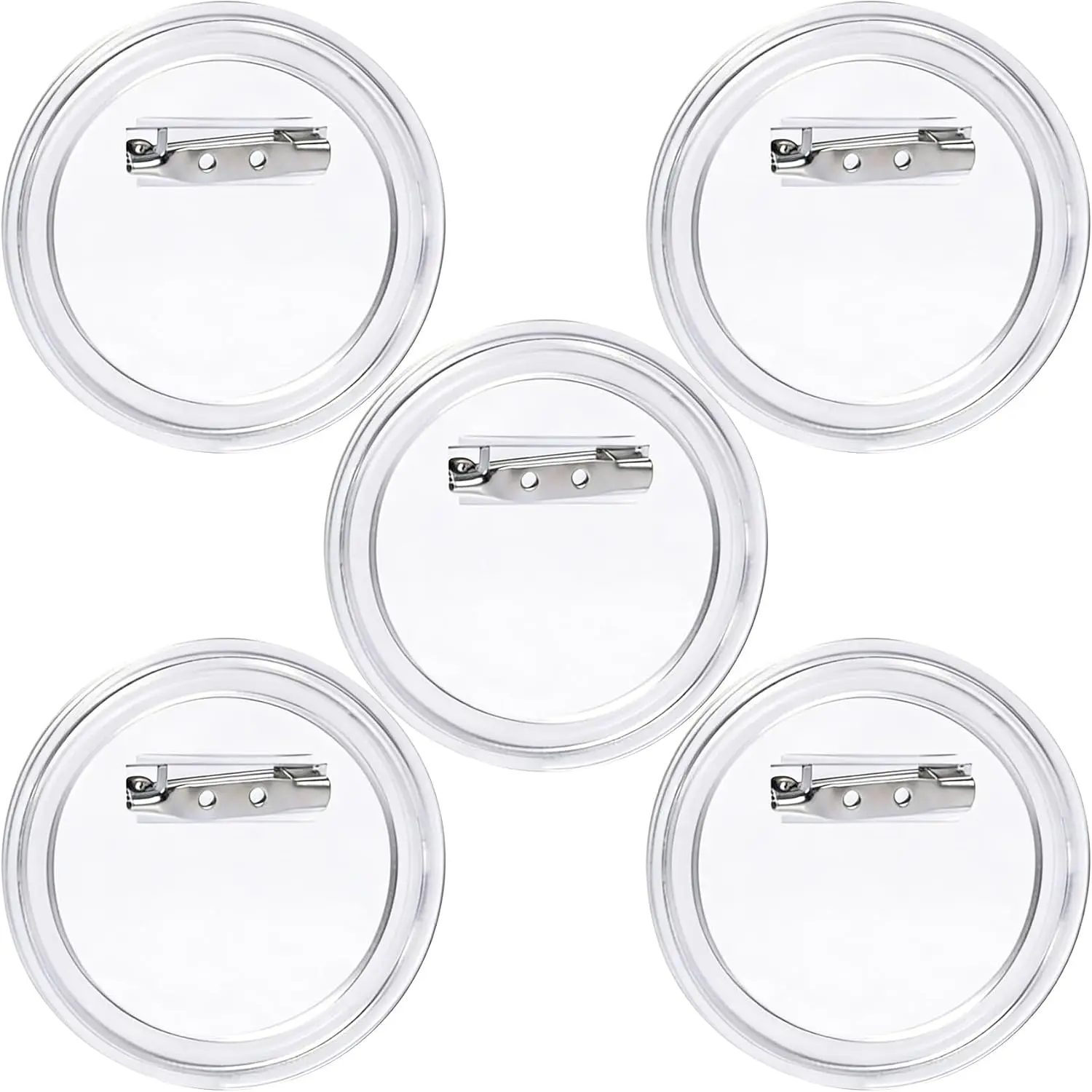 5 count 2.95in Clear Custom Buttons,  Button Blank Pins for Crafts, Round Blank Photo Pin Personalized Badge Making Supplie for DIY Project