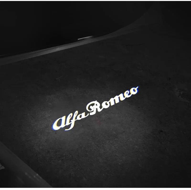 2pcs LED Car Door Welcome Light Projector Logo for Alfa Romeo 147 156 166 159 Mito Stelvio Brera Spider Giulietta Giulia