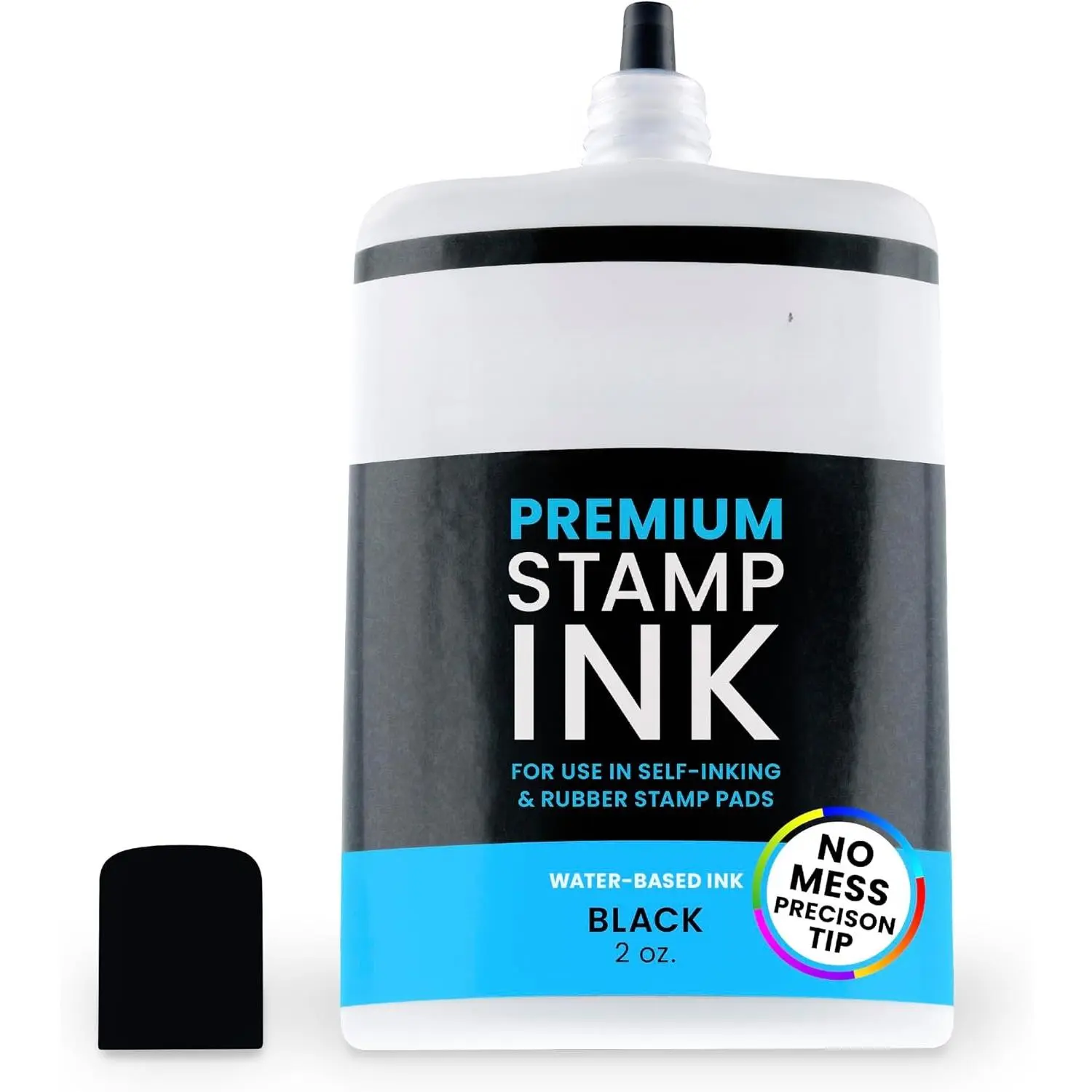 Ink – Ink Refill for  Pads & Self-Inking  - No Mess Precision Tip - Easy Re-Inking -  for Crisp, Clear Impressions - 2 oz. - Black Ink