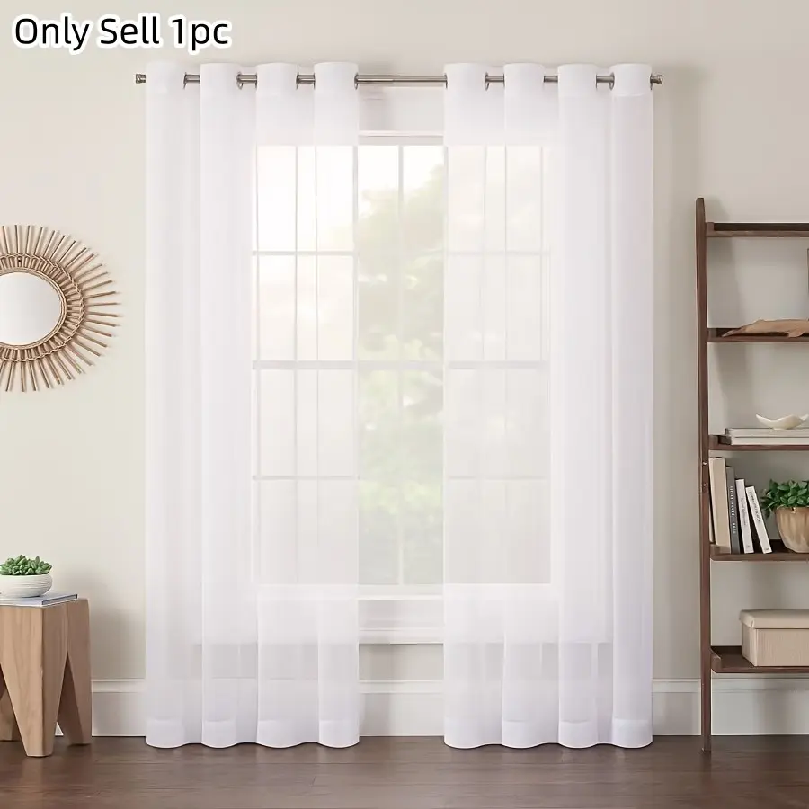 1pc Minimalist Semi-Transparent Curtain, Semi Sheer Curtain, Romantic Atmosphere Drapes for Living Room Bedroom, Home Decor Window Treatments, Window Curtains, Polyester Curtain