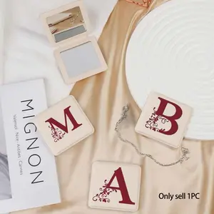 Custom Letter Portable Folding Makeup Mirror, Mini Dual-Sided Touch-Up Mirror, Personalized Initial Pocket Mirror, Travel Gift for Women, Handheld Mirror