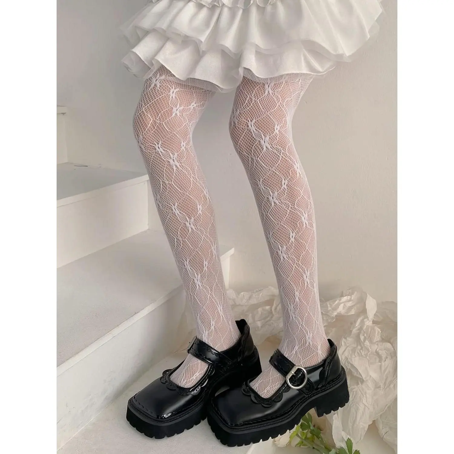 Women's Patterned Fishnet Tights High Waist Pantyhose Floral Stockings Women's Patterned Fishnet Tights High Waist Pantyhose Floral Stockings