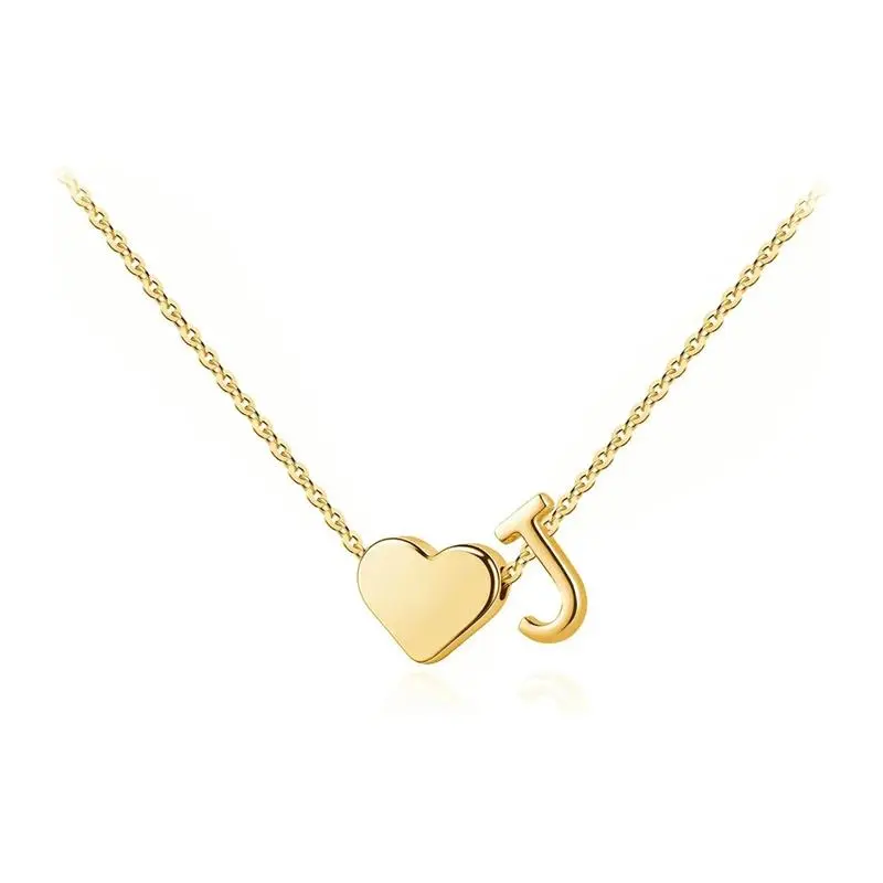 Women's Golden Metal Coated Custom Initial Necklace, Engraved Heart Charm Nameplate Jewelry, Custom Letter Pendant Accessory, Anniversary & Birthday Gift, sohochic