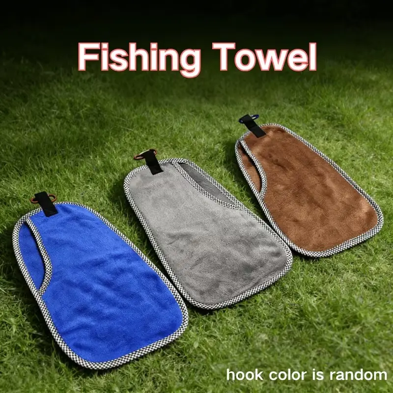 3pcs Fishing Towel with Hook, Easy to Carry, Keeps Hands Clean, Ideal for Outdoor/wilderness/fishing, Camping Towel, Fishing Gear