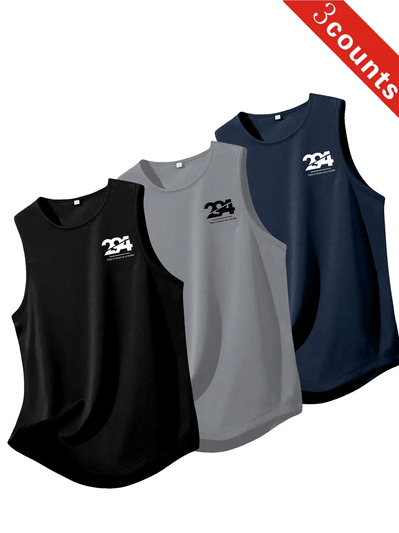 3-Pack Men Sleeveless Quick Dry Athletic Tank Tops, Breathable Moisture Wicking Fabric, Workout Shirts For Gym, Running And Training, Lightweight Casual Sport Tops