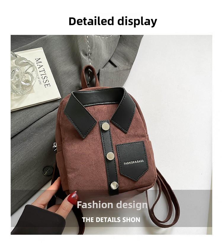 Korean-style niche design personalized shirt backpack, compact and lightweight women's backpack, casual and fashionable women's bag