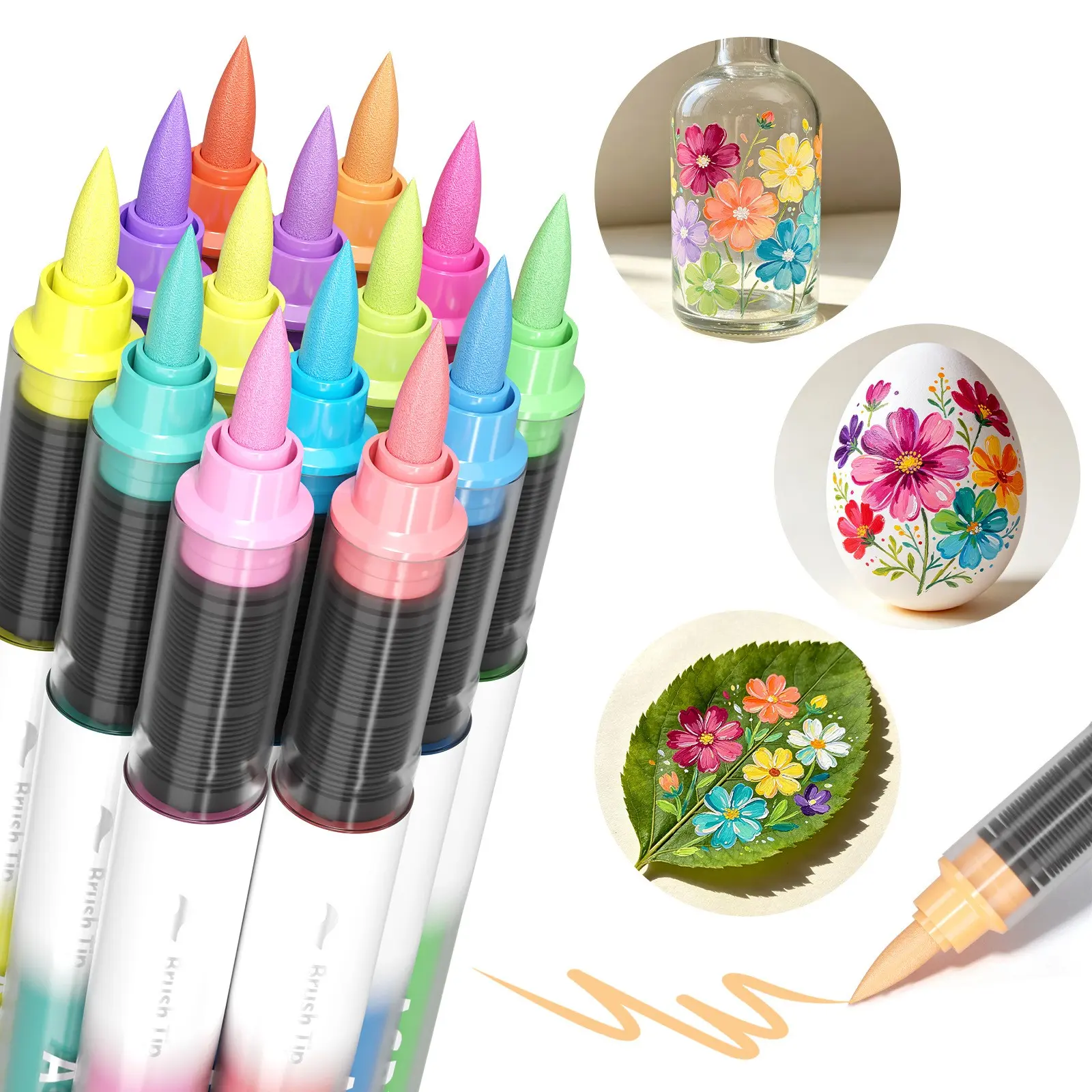 Soft Tip Liquid Marker Set, 14 Colors, Student Art DIY Graffiti, Festival Watercolor Pens, Layerable Acrylic Markers, Back-To-School Gift