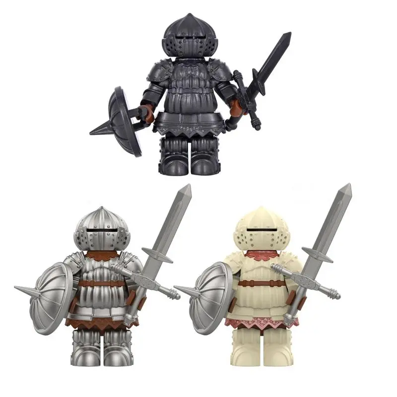 2026 hot item Medieval Onion Knight Detailed Black Knight Armor Minifigure with Interchangeable Shield building blocks Popular toys