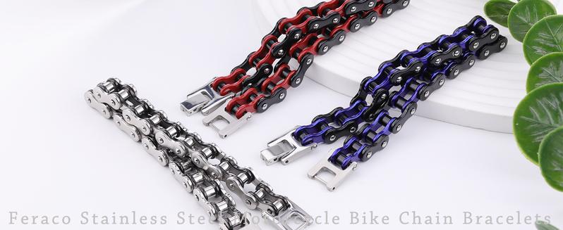 Mens Bikers Bracelet Stainless Steel Motorcycle Bike Chain Bracelets 8.4 Inch