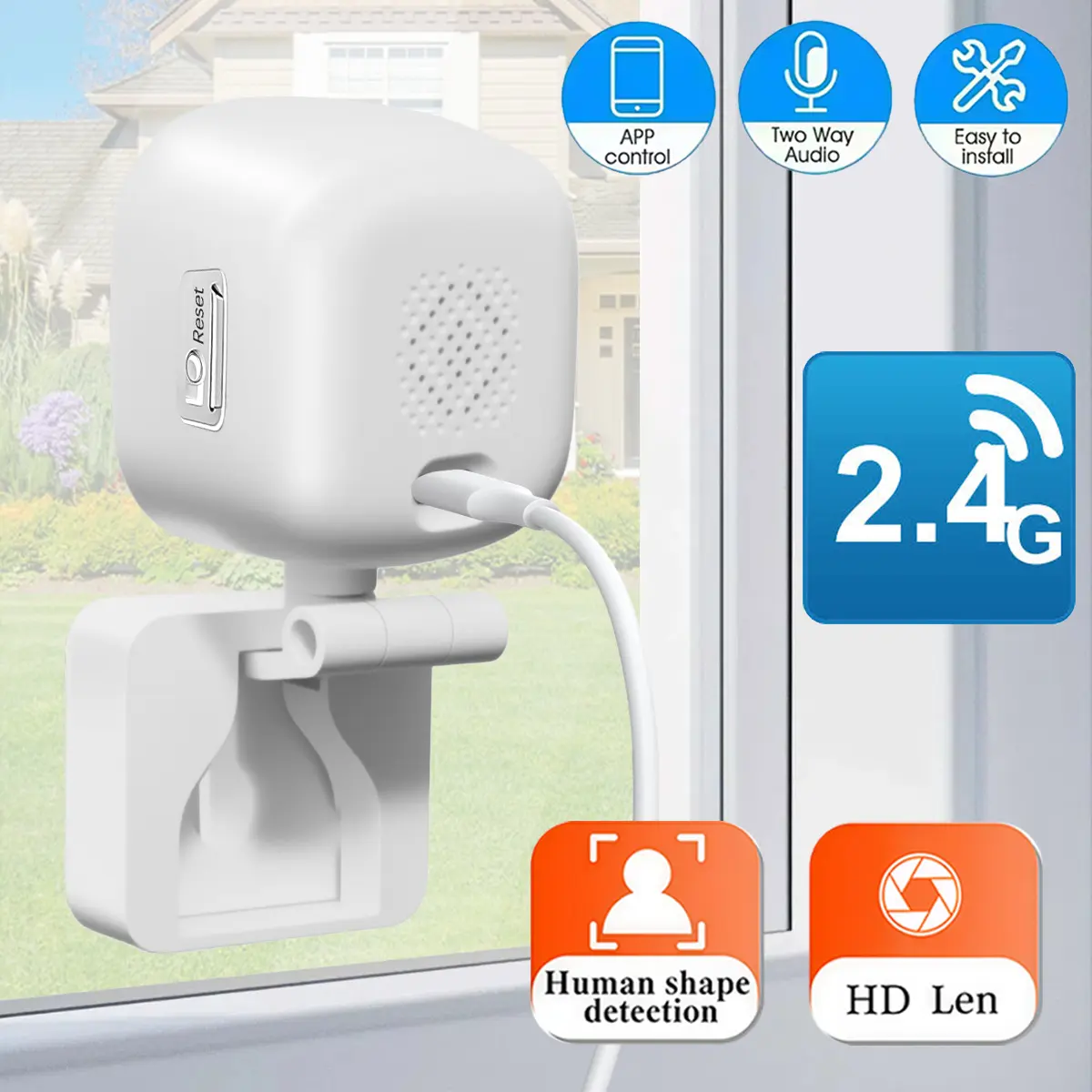 Indoor Security Camera, Two Way Audio Intercom Talk Function, Stable 2.4G WiFi Network Connection, TF Card Cloud Storage, For House Safety Check, Home Security Device, Wifi Security Cameras