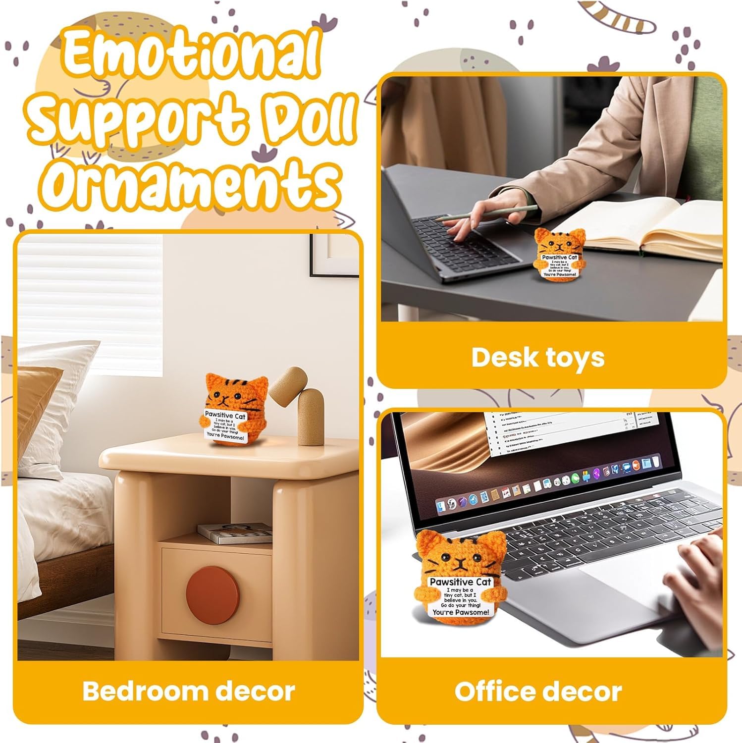 Add a touch of cuteness to your desk with this soft handmade orange cat crochet toy! Exquisitely made with cotton yarn, it’s perfect as a sweet decoration for office and study. A lovely little gift for all ages that brings joy and comfort toyourdaily life