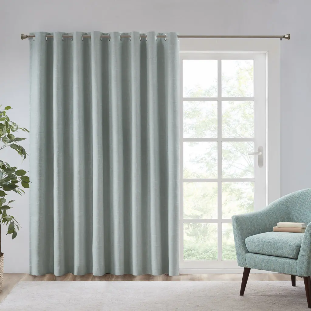Nokaa Printed Blackout Window Patio Panel Curtain, Grommet Top Single Panel for Sliding Glass Door, Light Filtering Shade for Bedroom Living Room, Thermal Insulated Drapes, 100x84 Inches, Dusty Seafoam