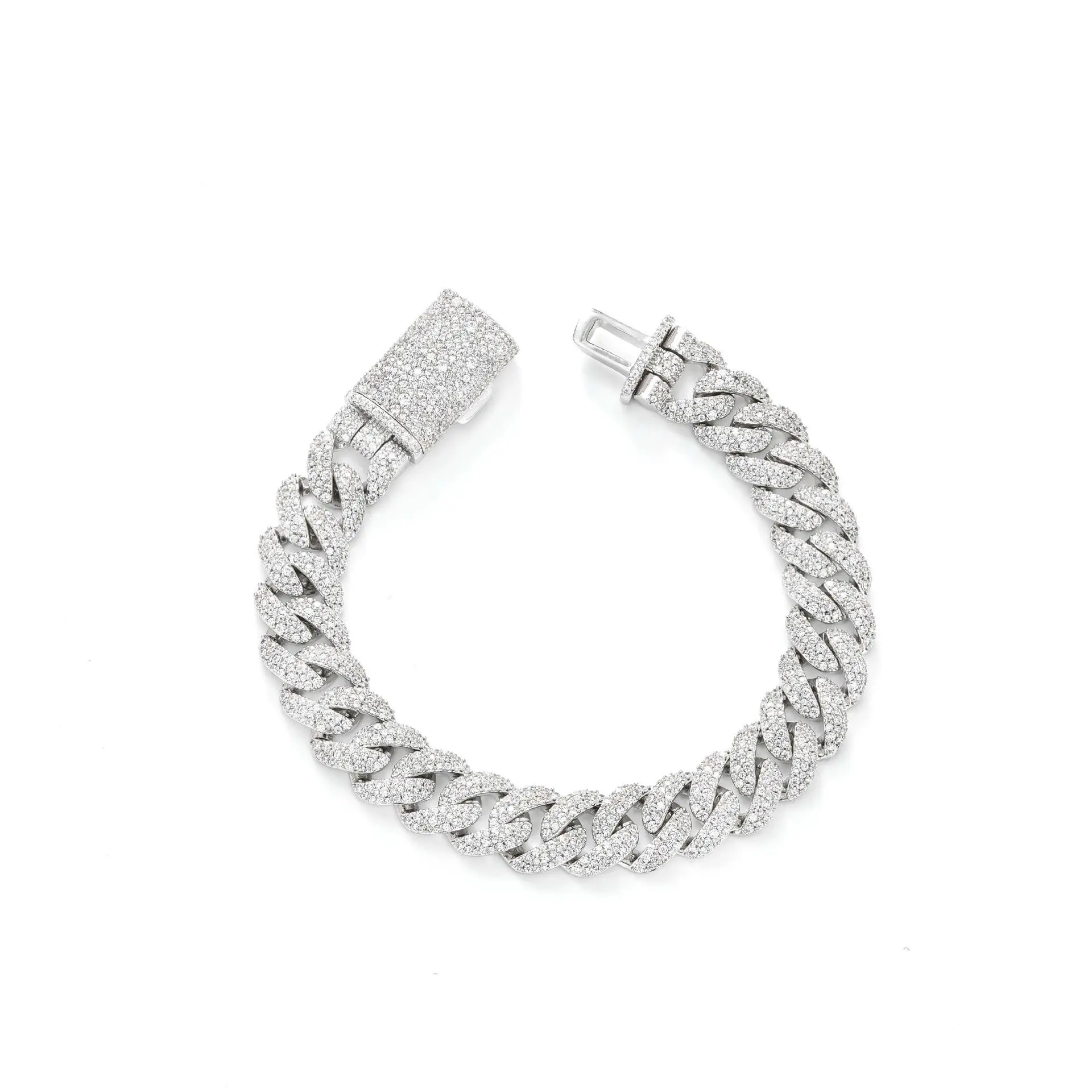 Hip-hop fully inlaid bubble Cuban chain bracelet, street hip-hop rap style zircon bracelet jewelry, bling jewelry, everyday jewelry, hip hop jewelry, jewelry, drip jewelry