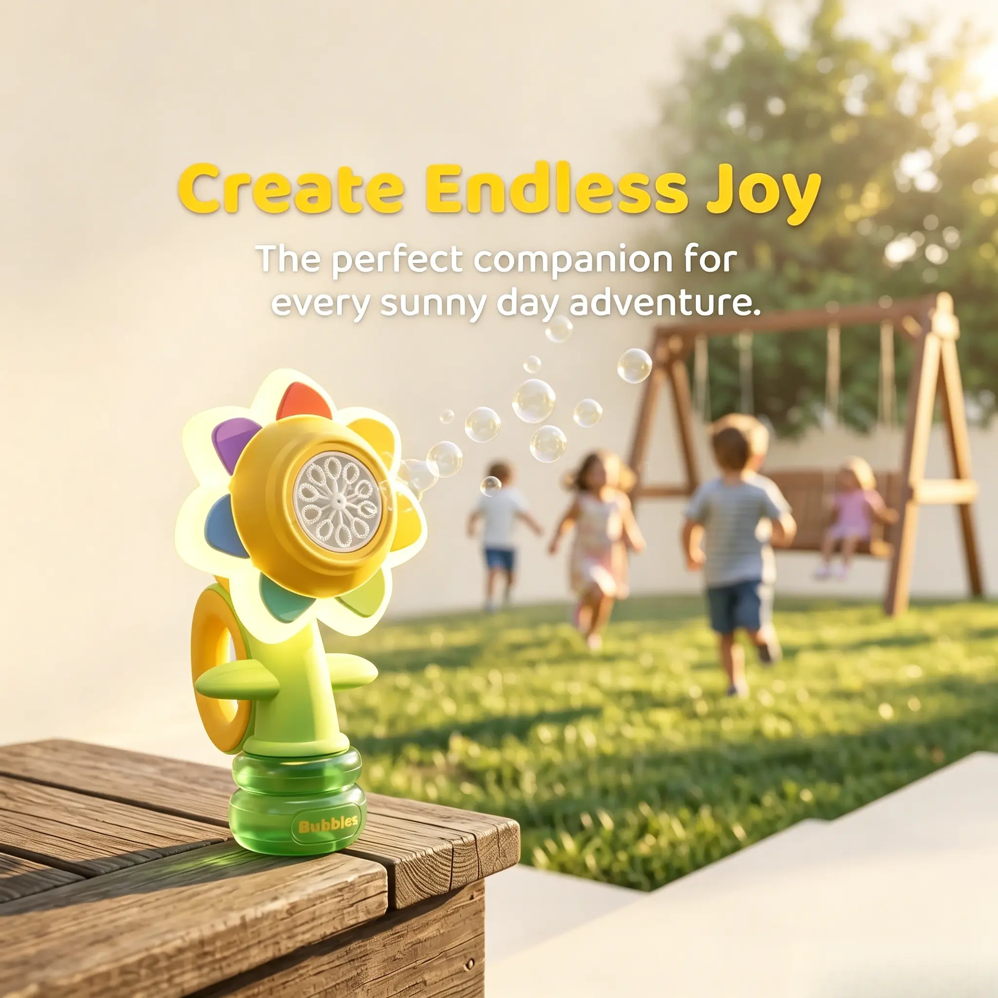 Dancing Sunflower Bubble Machine with LED Lights for Kids Automatic Bubble Blower Summer Toy Colorful Flower Design Safe Durable Portable