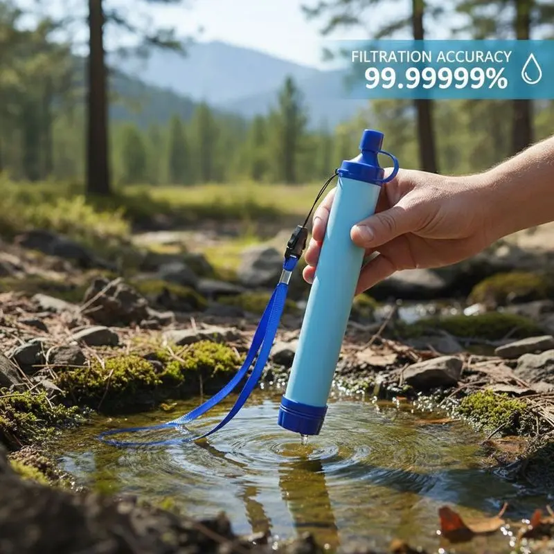Portable Water Filter Straw, Outdoor Emergency Water Purifier for Camping Hiking Backpacking Survival, Personal Water Filtration Straw, Christmas Gift