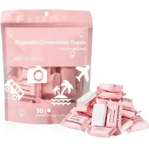 Portable Lightweight Disposable Compressed Towel, Absorbent Breathable Towel, Facial Cleansing Towelettes, Disposable Face Towel for Travel, Camping, Hiking, Sport, Beauty Salon, Home, Single Use Towelette, Travel Towels