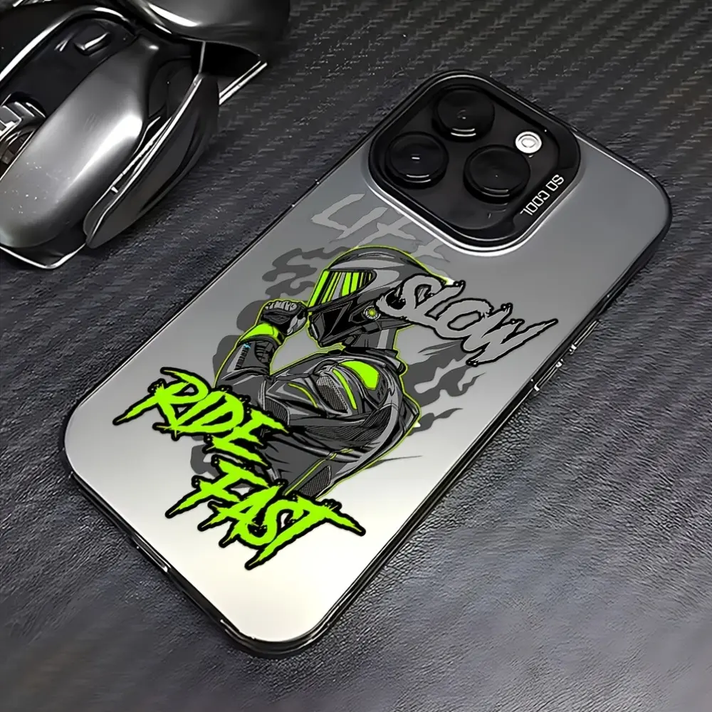 Motorcycle Rider Protective TPU Shockproof Case - Matte Back Cover, Multi-Model Mobile Phone Accessory for iPhone Series (17,16e,16,15,14,13,12,11,Mini,Pro,Max,Air,X,XR,XS Max,8,7,Plus), Handheld