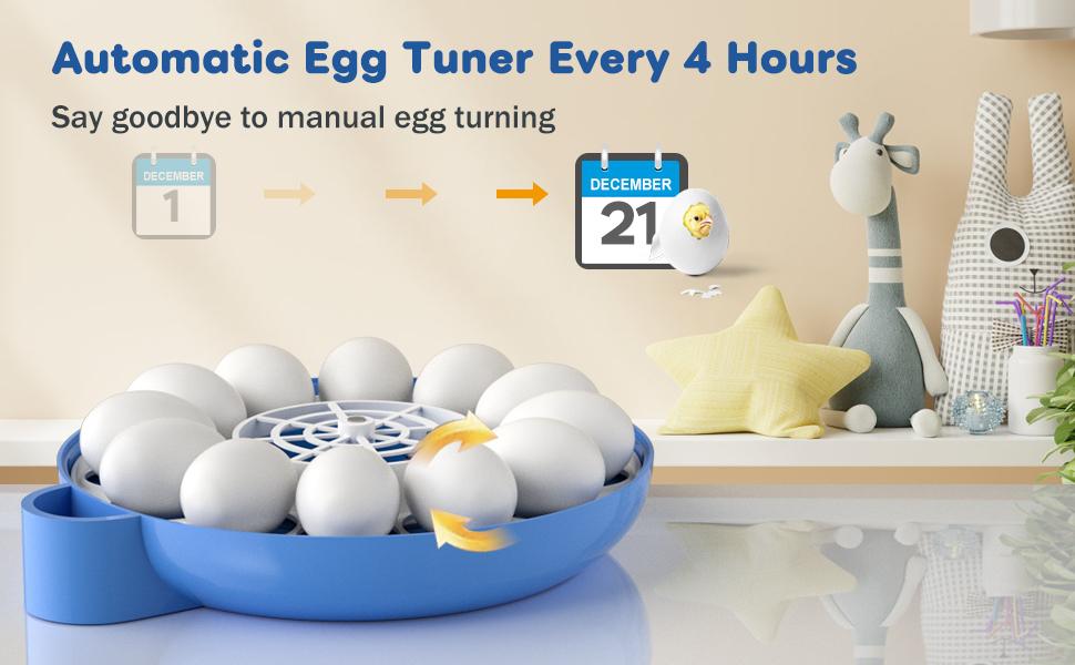 Automatic Egg Incubator For 12-24 Eggs, With Temperature & Humidity Control, Auto Egg Turning, 360 °   View Window For Chicken/Duck/Quail/Turkey Eggs (Built-In Candler & Quiet Design)