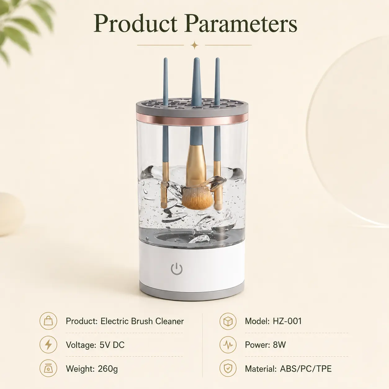 1Pcs Electric Makeup Brush Cleaner, 3-in-1 Automatic Brush Cleaning Machine with Dryer & Dust-Proof Organizer, USB Rechargeable Beauty Tool