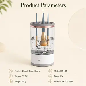 1Pcs Electric Makeup Brush Cleaner, 3-in-1 Automatic Brush Cleaning Machine with Dryer & Dust-Proof Organizer, USB Rechargeable Beauty Tool