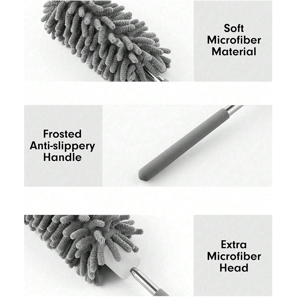 Microfiber Duster for Cleaning, 1 Count Hand Washable Duster with Replaceable Microfiber Head, Detachable Cleaning Brush Tool for Office, Car, Window, Furniture, House Cleaning Tools, Air Duster, Cleaner, Home Cleaning Products