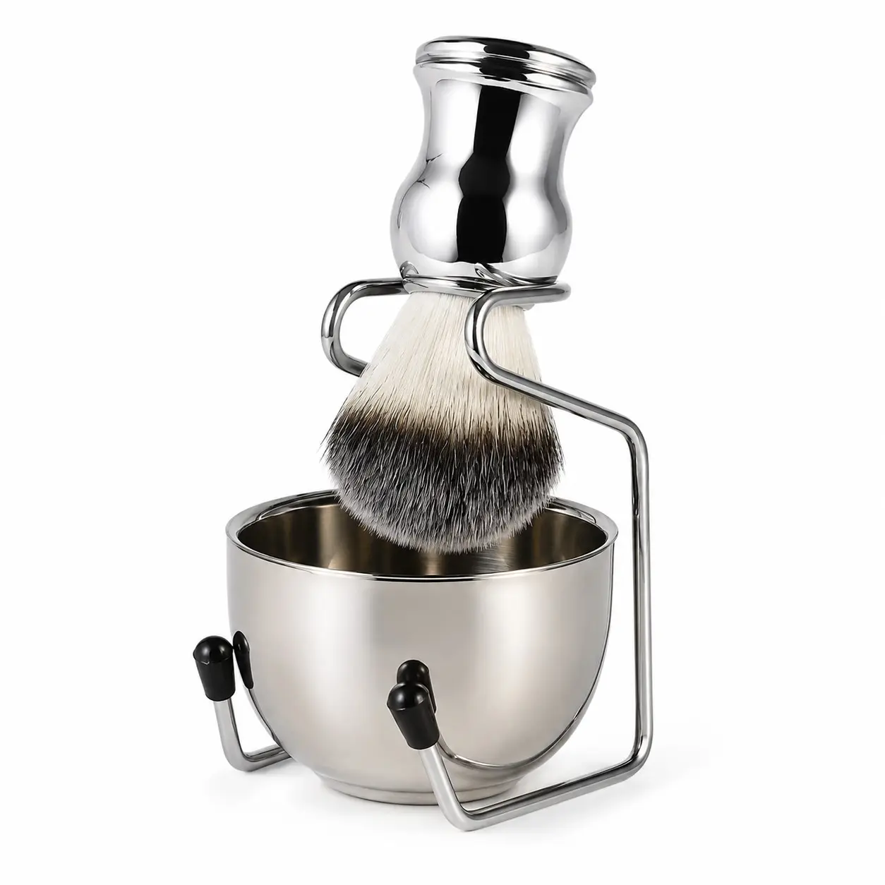 3-Piece Men’s Wet Shaving Set with Shaving Brush, Bowl & Stand, Beard Lathering Kit for Shaving Cream, Traditional Razor Shave & Daily Grooming