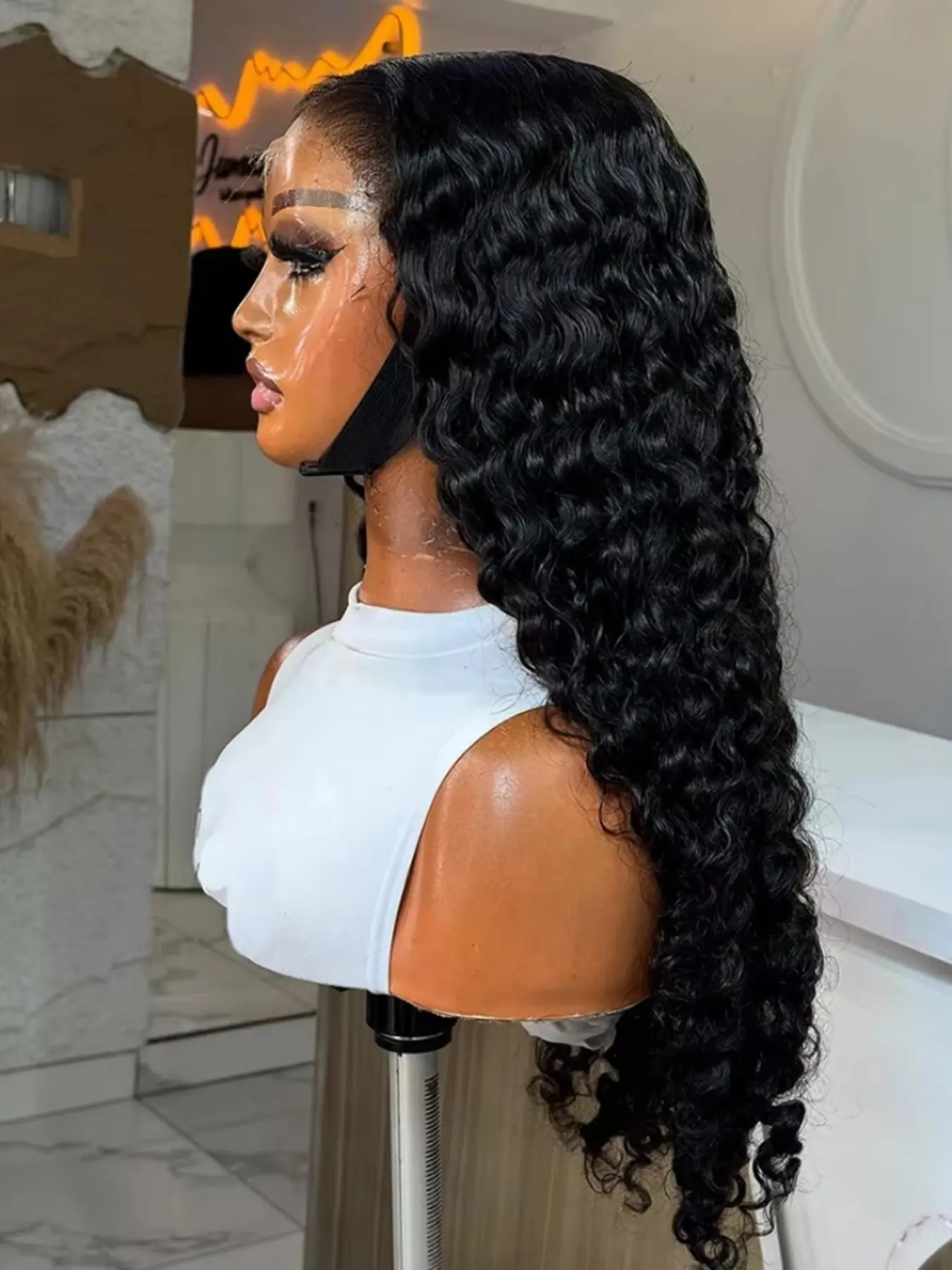 26-Inch Wavy Wig, 180% Density, Free Part, No Glue, Pre-Attached, Heat Resistant Lace Front, Daily Wear, 13x4 Band, Glueless Wig