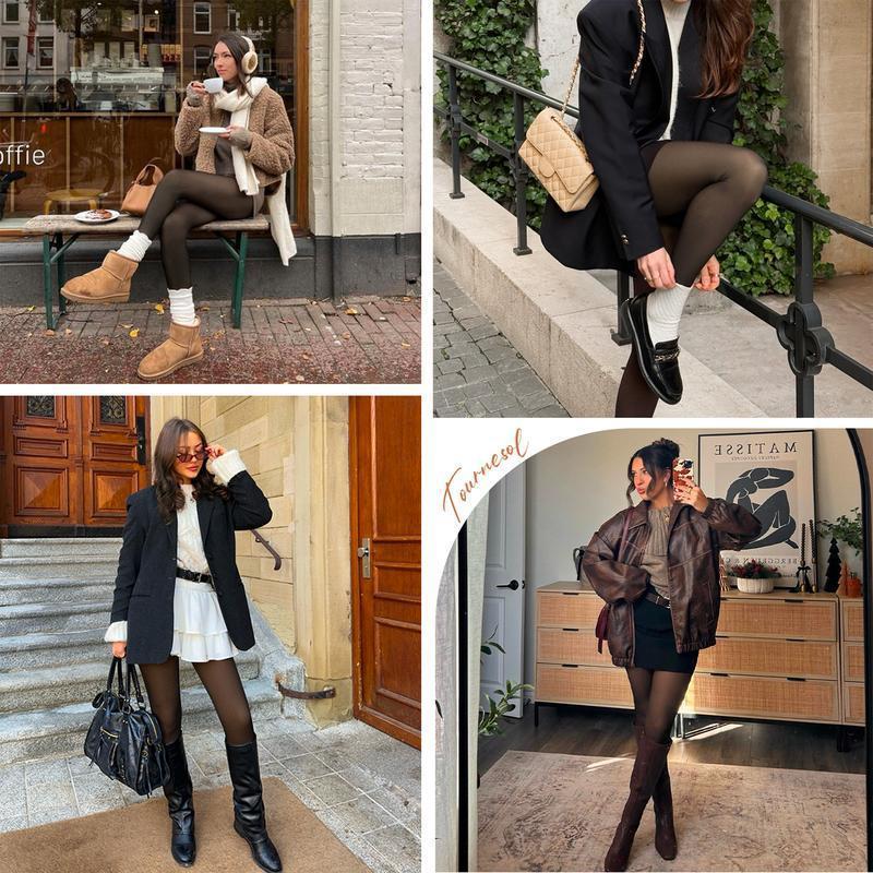 Tik Wool-Lined Leggings Front & Rear Single Thread Stitched Translucent Winter Warm One Line Crotch Reject U Shape Cross-Border Amazon