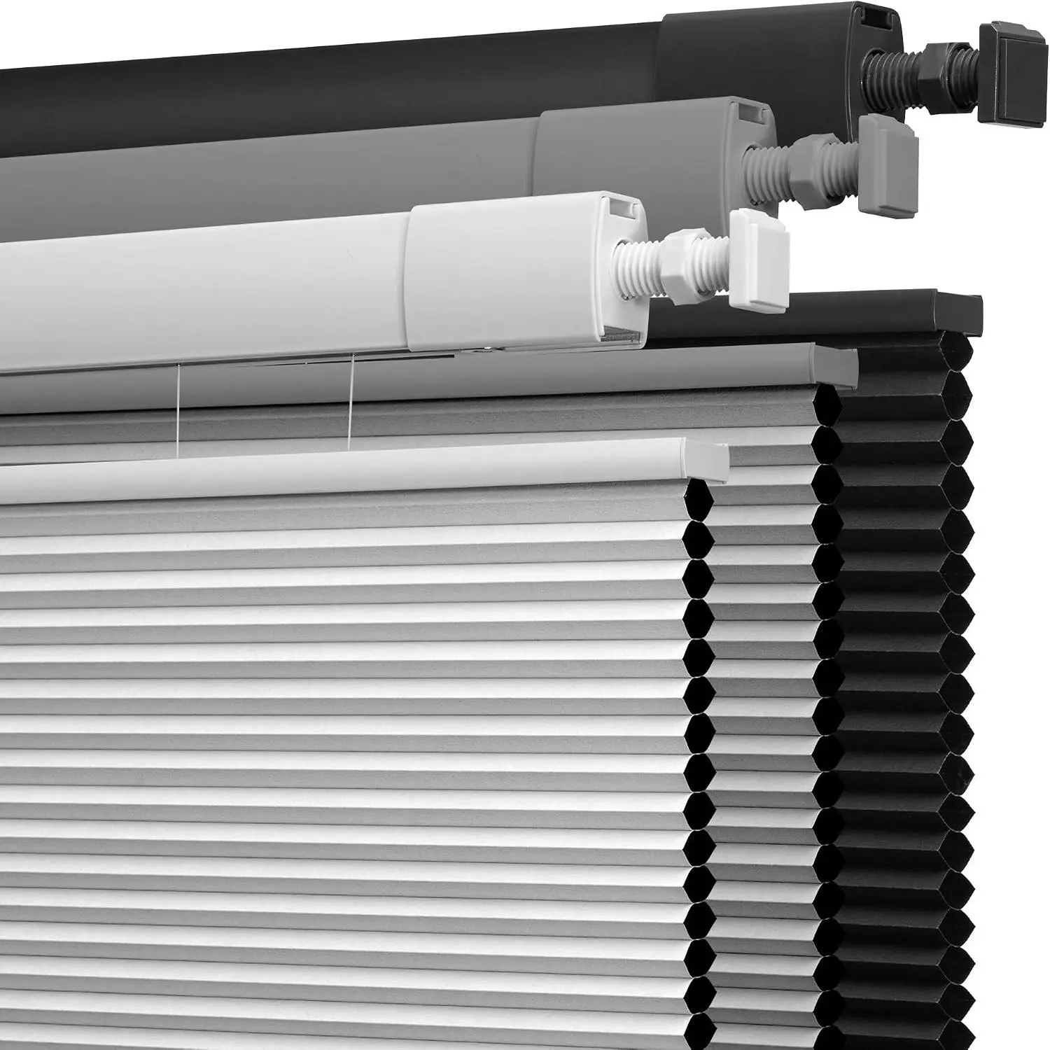 No Drill No Tools Cellular Shades Top Down Bottom Up Honeycomb Blinds Blackout Cordless Window Blinds Easy to Install Cellular Shade for Windows,Blackout-White,Custom Size