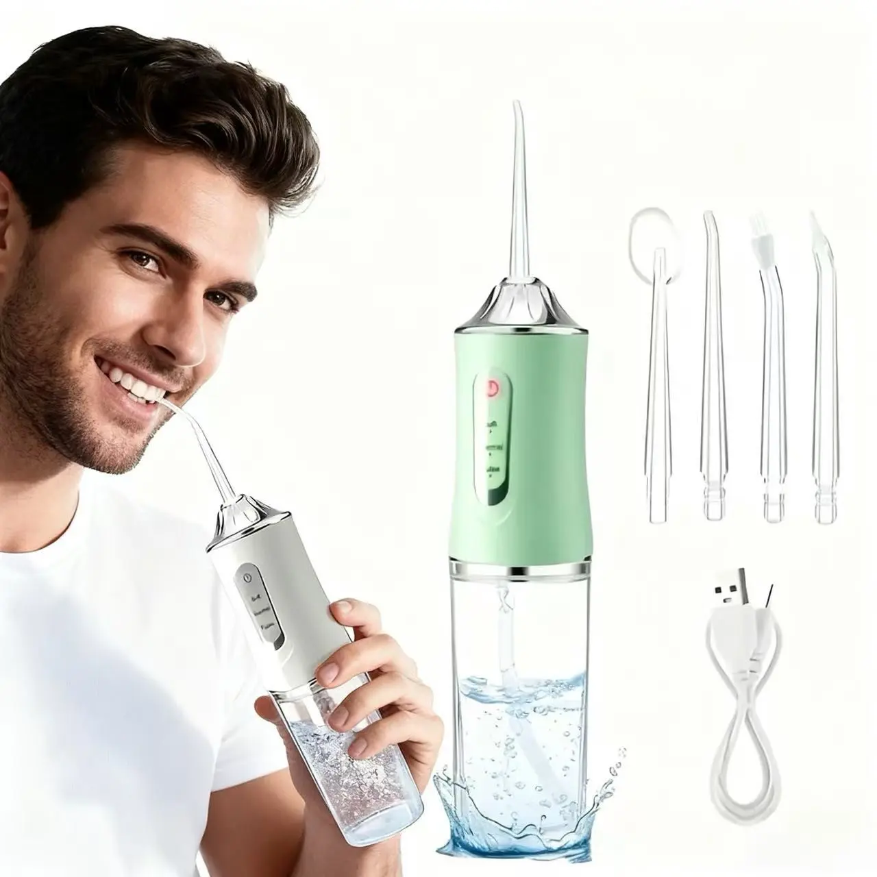 Wireless Dental Water Flosser Oral Cleaner, Multi-Mode Spray, Four Head Design, Advanced Cleaning Technology, Floss Alternative
