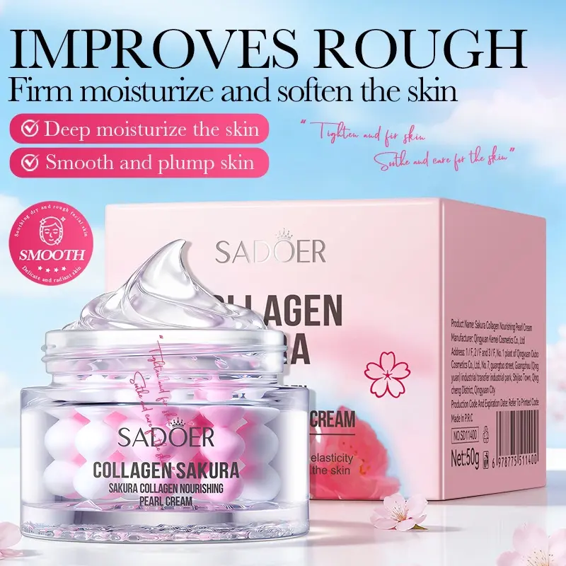 Collagen Nourishing Sakura Pearl Cream Nicotinamide Hydrating Deep Moisturizing Nourishing Soften Rough Sagging Skin Glow Facial Cream For Ladies