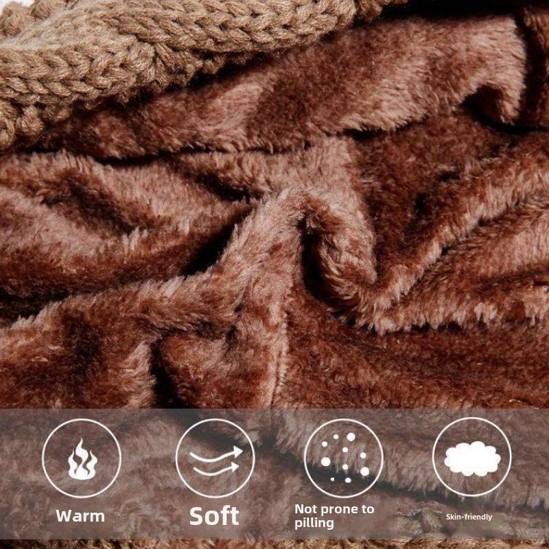 1PC 3-Ball Fleece-Lined Beanie with Scarf Cozy Winter Hat for Women Pom-Pom Ear Warmers Soft Playful Design Comfortable Autumn and Winter Outdoor Wear TikTokShopBlackFriday