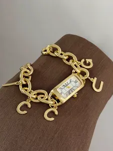 Rectangular Pendant Bracelet Watch for Women, Fashionable Trendy Unique Design, Simple Versatile High-End European Style Wristwatch