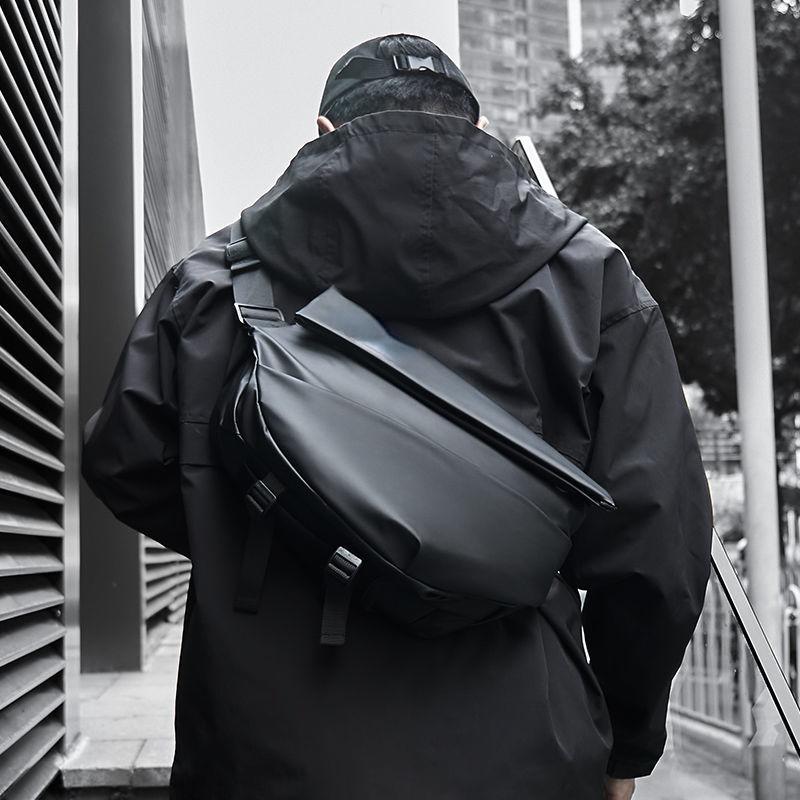 Men's Motorcycle Crossbody Bag for Outdoor Sports, Multi-Functional Chest Pack with Large Capacity, Stylish Chest Satchel for Biking, Hiking and Travel Essentials