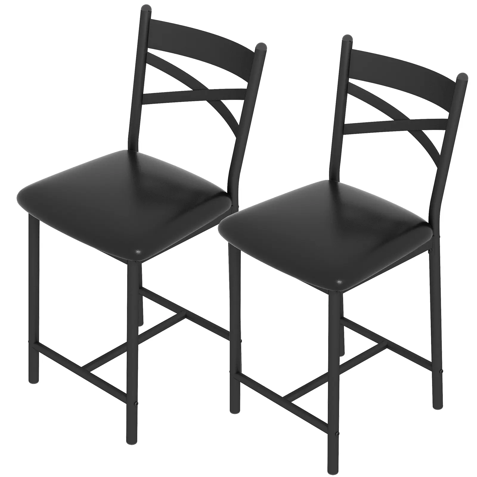 Modern Counter Height Bar Stools with Backrest - Thick Cushioned PU Leather Upholstered Seat, Sturdy Metal Frame, Footrest - Set of 4 for Kitchen Island, Dining Room, Bistro, Coffee Shop - Gold and Black
