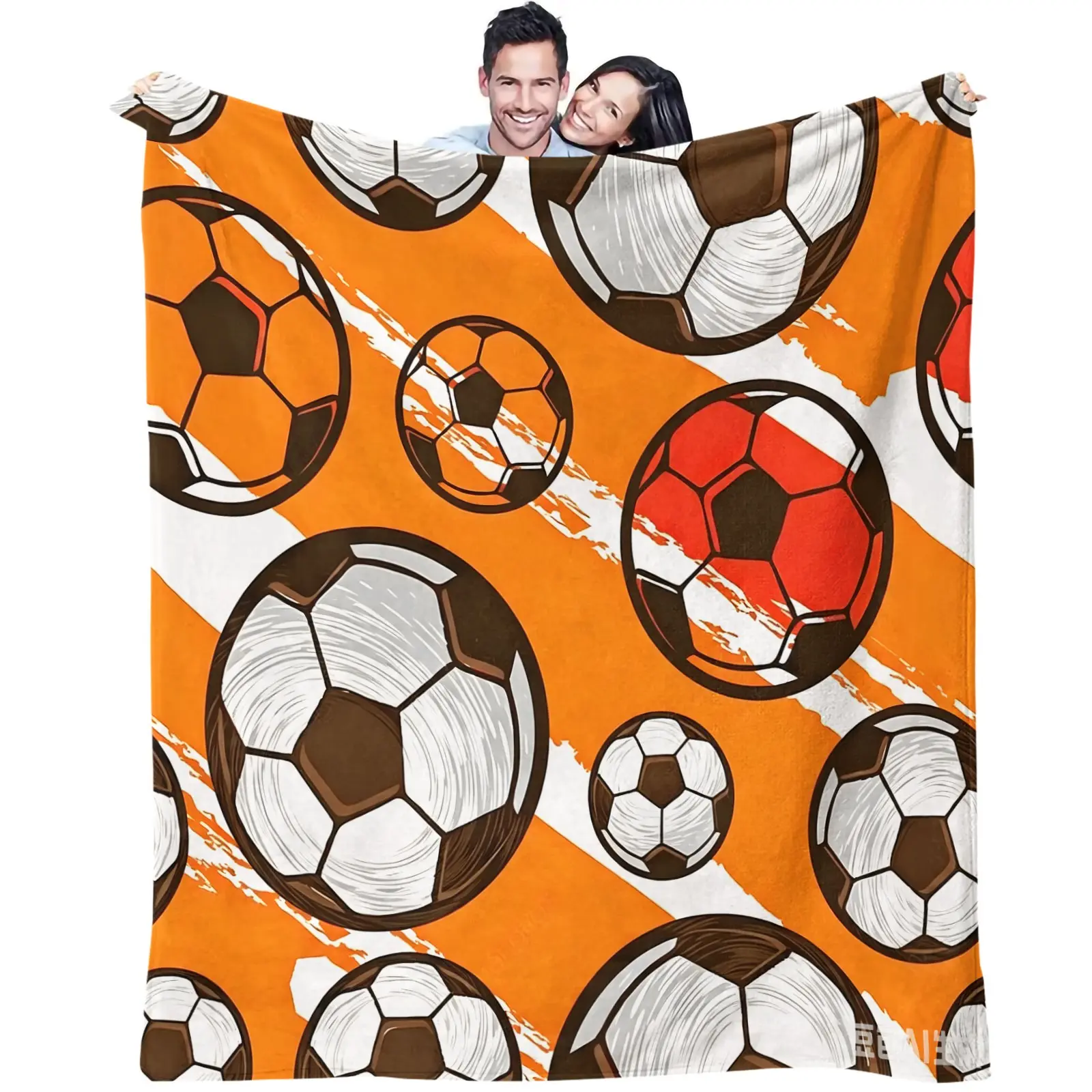 Graffiti-style Multicolor Soccer Flannel Throw Blanket, Soft Fluffy Skin-friendly Warm, Machine Washable, Perfect for MLS Game Day Viewing on Couch