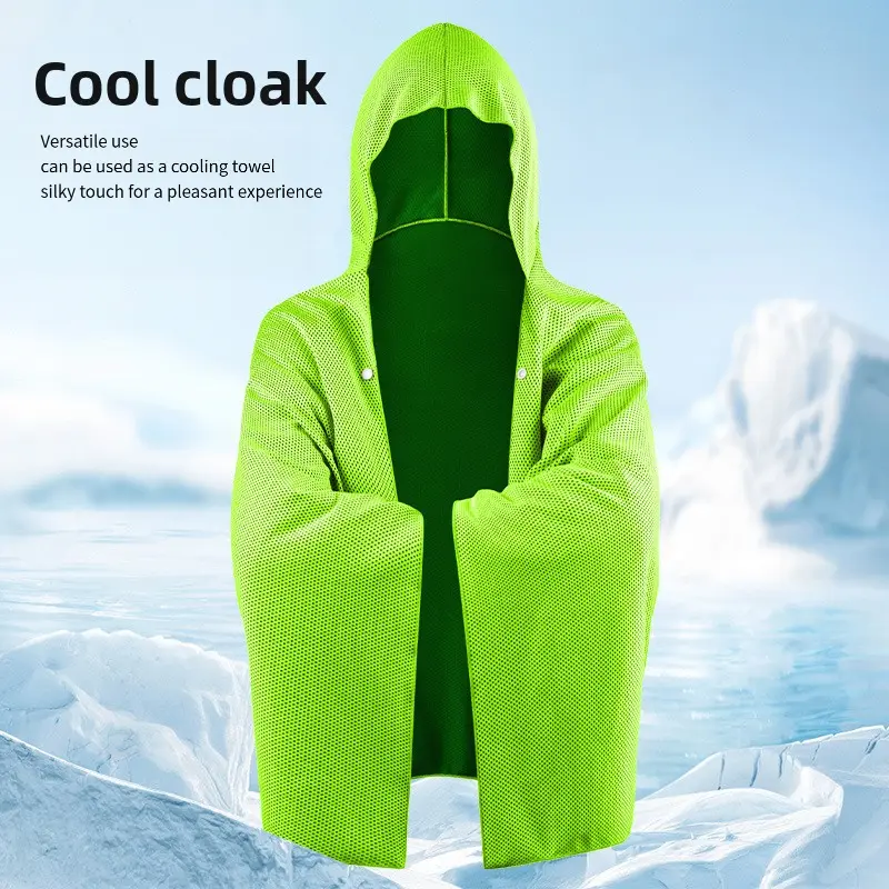 Cooling Hooded Poncho Towel - Quick-Dry Absorbent, Lightweight Sun Protection Cape for Outdoor Sports, Surfing, Camping