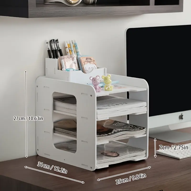 4-layer filing cabinet storage rack multi-layer folder storage box desktop organizing tool office supplies storage rack book stand