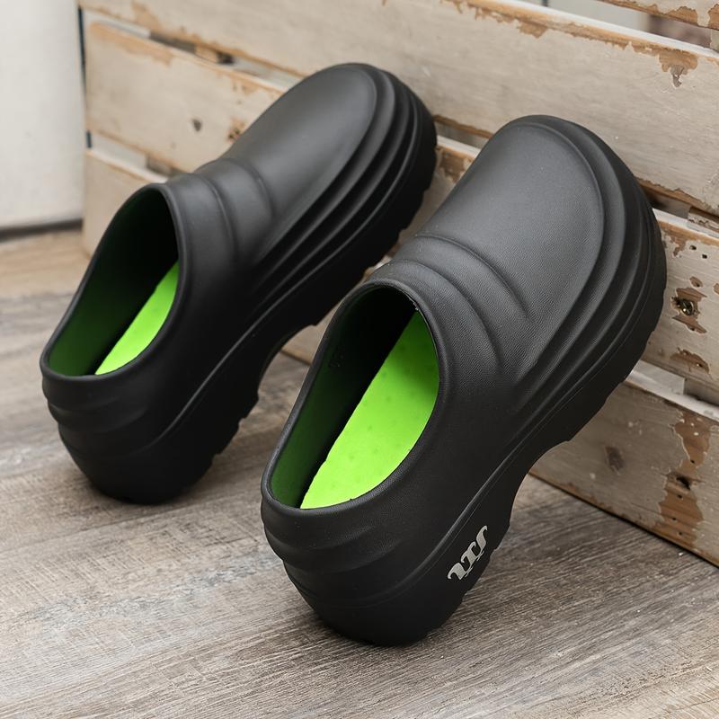 Solid Color Waterproof Chef Clogs, Slip On Lightweight Soft Sole Casual Slides, Closed Toe EVA Non-slip Slides