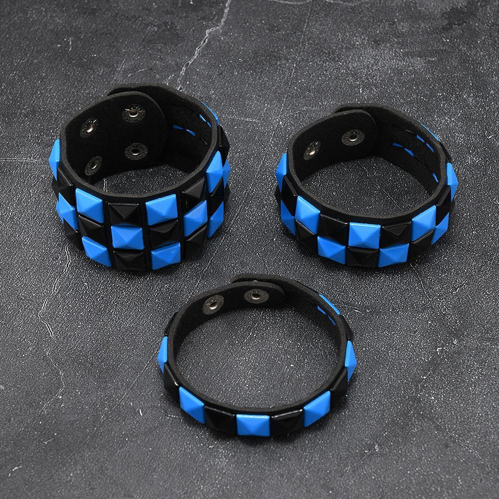 3Pcs/Set Fashion Contrasting Rivets Leather Wrist Friendship Big Wide Bracelet For Male Female Buckle Vintage Punk Jewelry