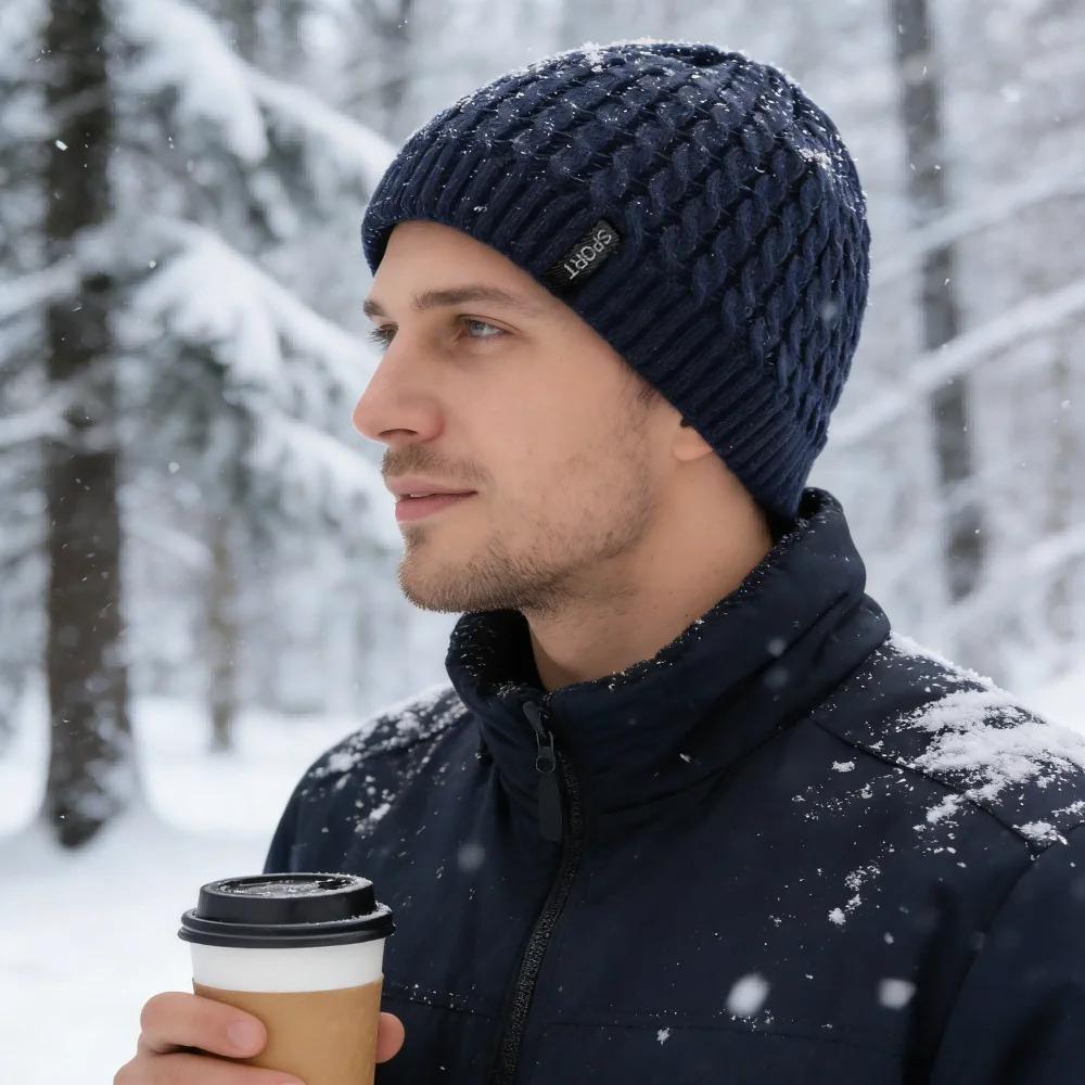 Hot Sale Unisex Casual Winter Hat SPORT Label Twisted Pattern Knitted Hat Winter Cozy Soft Beanie Hats