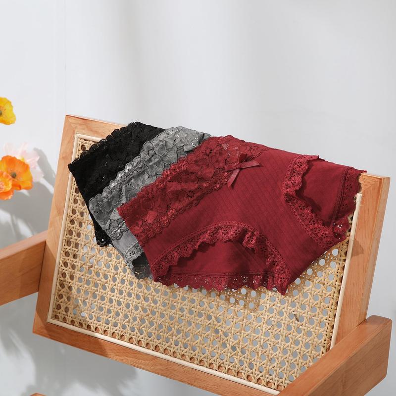 LEVAO Cotton Underwear for Women Breathable Lace Bikini Panties Women's Hipster Underpants S-XL 6 Pack