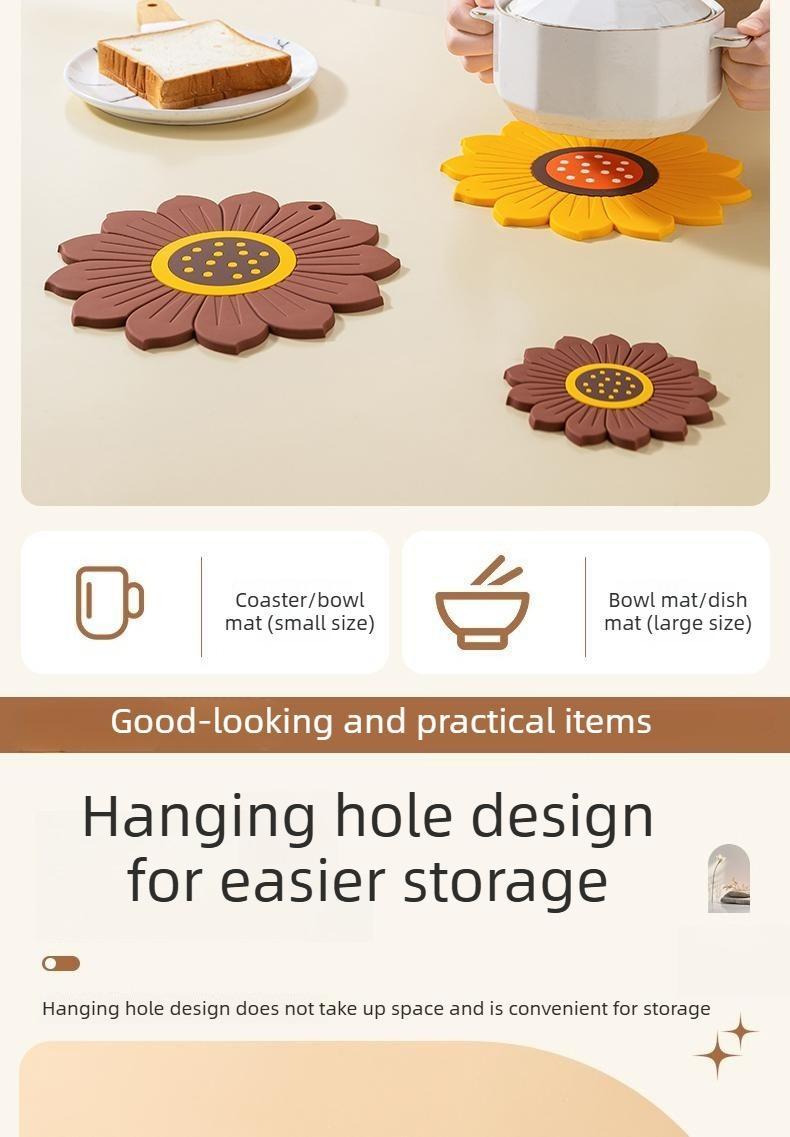 3PCS Anti-scalding, heat-insulating, easy-to-wash, non-slip, high-temperature resistant silicone table mat, pot and pan protector, kitchenware anti-scalding mat, stylish coaster