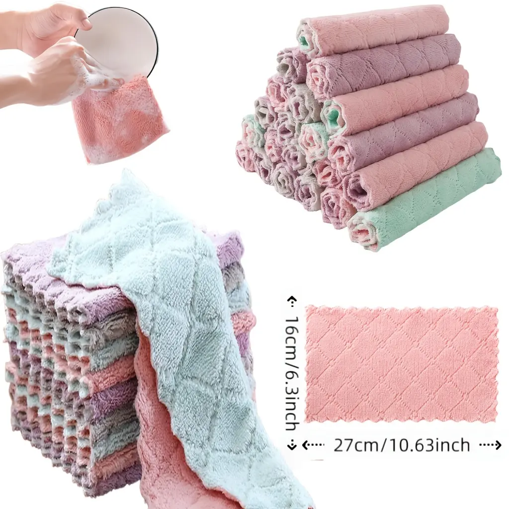 Super Absorbent Thick Microfiber Dishcloths - Non-Shedding, Oil-Resistant Kitchen Towels, Reusable High-Quality Textiles for Home Cooks, Busy Households, Kitchen Gifts (Microfiber Towel)