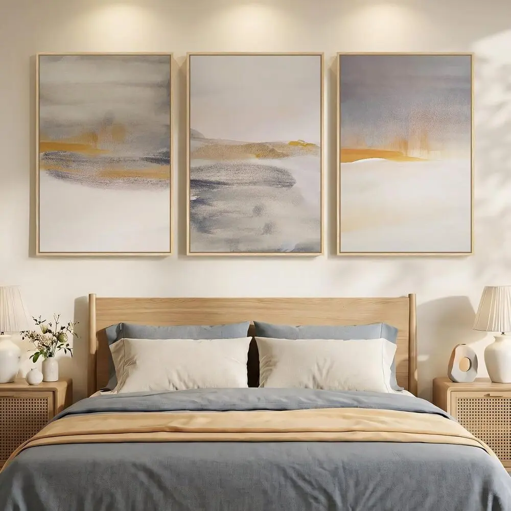 3 Pieces Nordic Abstract Beige Brown Scandinavian Minimalist Art, Canvas Prints Wall Mural, Simple Warm Home Art, Contemporary Gallery Decor, Earth Tone Painting, Wall Decor for Living Room and Bedroom, Framed or Unframed.