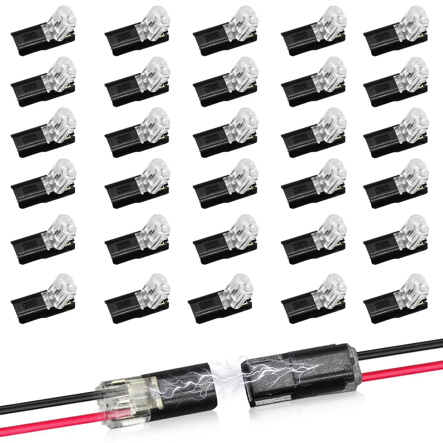 Double-Wire Plug-in Connector Led Light Strip Connectors 2 Pin, Low Voltage Wire Connector with Locking Buckle, Fast Connect Plugs Led Connectors for Strip LightsLead strip automotive wiring electricity Power Distribution Secure