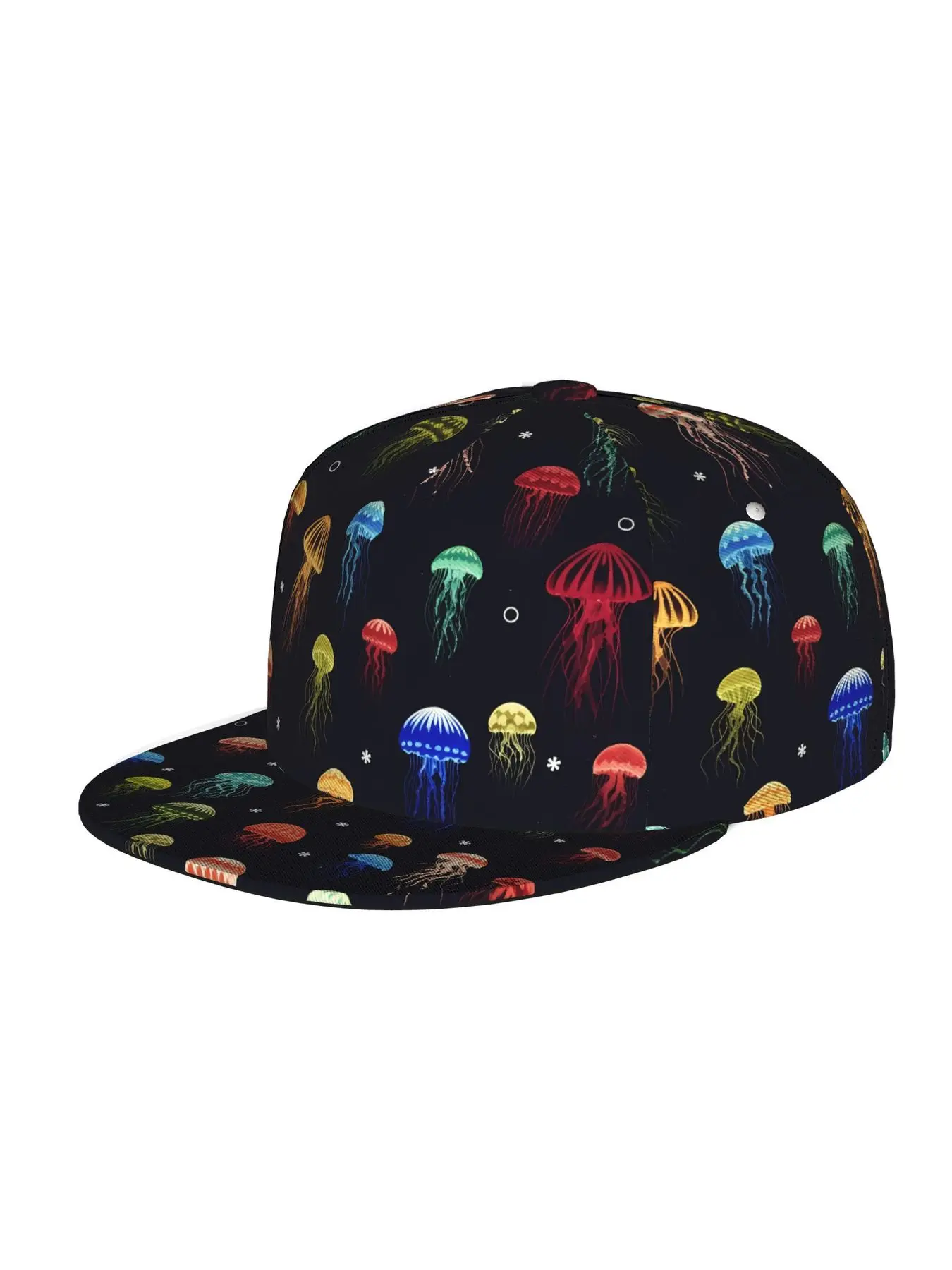 Colorful Jellyfish Pattern, Unisex baseball cap, adjustable back buckle trucker cap, party baseball cap, punk-style sun hat, suitable for skateboarding, dancing and outdoor sports, all year round.