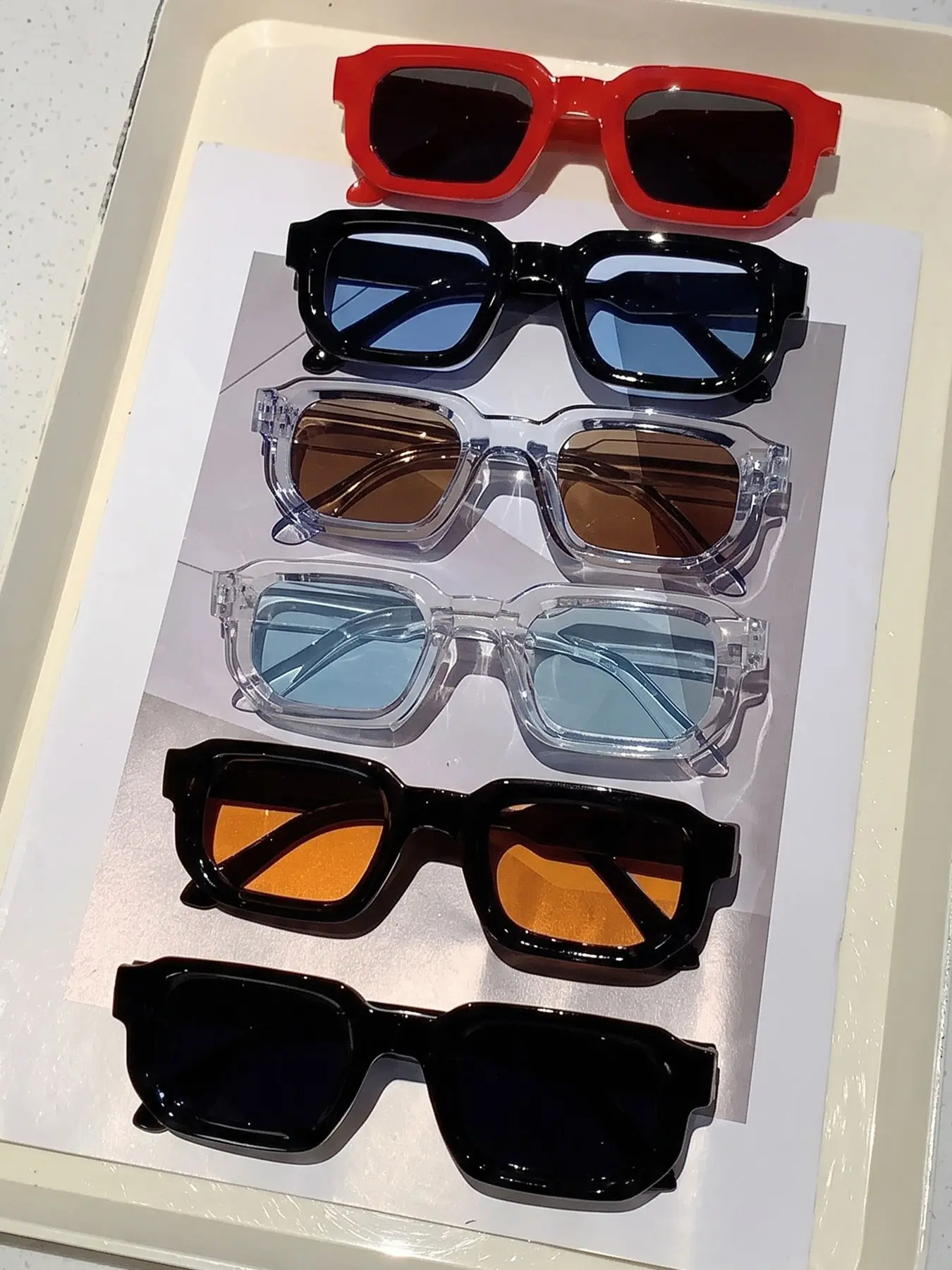 6PCS new square glasses, unisex, stylish street style Y2K classic retro sunglasses, multiple color combinations to match various outfits, the perfect gift for him, very suitable for wear, decoration, and photography glasses.