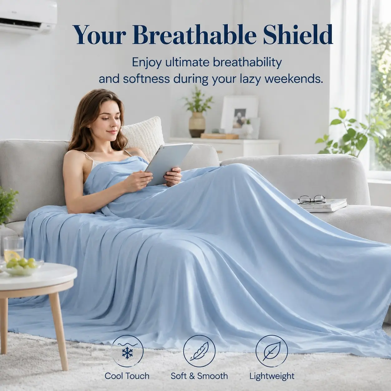 【Father's Day Gift】Cooling Blanket Single Layer for Hot Sleepers, Lightweight Breathable Summer Cool Throw Blanket, Soft Thin Skin-Friendly, Twin Full Queen King, Sleeping Throw Blanket, Blanket for Bed, Lightweight Blankets